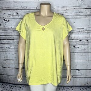 Avenue NWT Size 30/32 Yellow Keyhole Cotton Knit Top Shirt